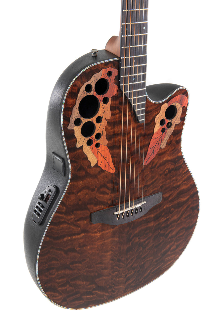 Ovation Celebrity Elite Plus CE44P Mid Cutaway Acoustic Guitar Dark Tiger Eye