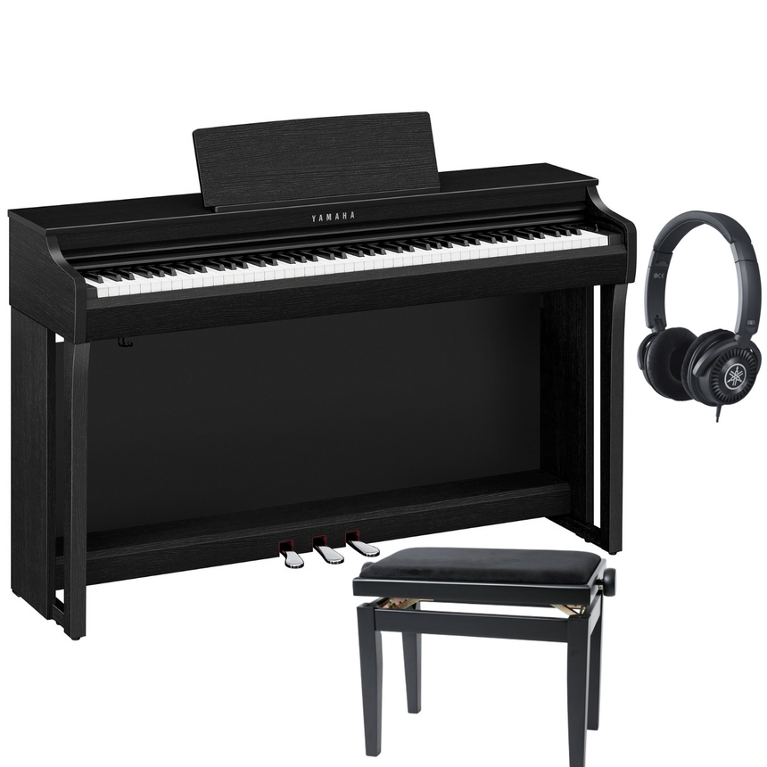 Yamaha CLP 825 Schwarz Matt Bundle mit Bank und Kopfhörer - Musik-Ebert Gmbh