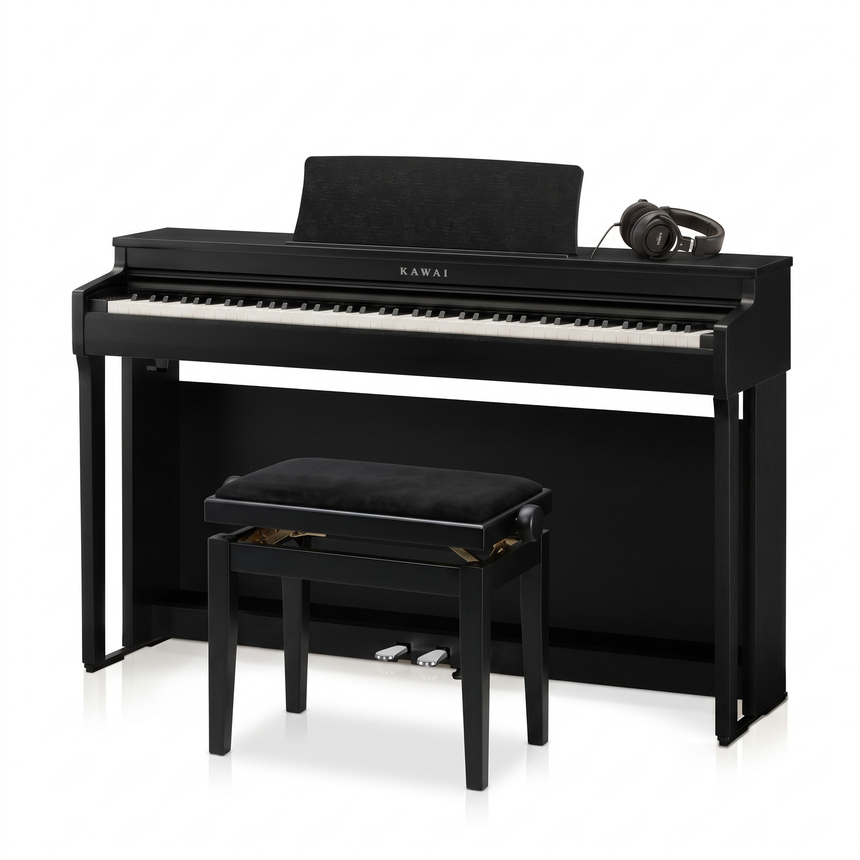 Kawai CN 201 Schwarz Matt Bundle mit Bank und Kopfhörer – bundle-hero