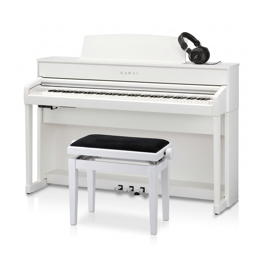Kawai CA-701 Weiß Matt Bundle mit Bank und Kopfhörer – bundle-hero