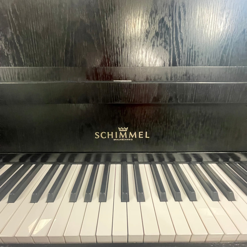 W.Schimmel Klavier 112/5 schwarz matt/Chrom Occasion Bj. 1980, sehr guter Zustand Renner Mechanik (gebraucht) - Musik-Ebert Gmbh