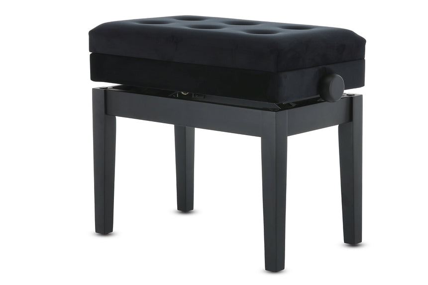 GEWA 130.500 piano bench, matt black – angled view from the right