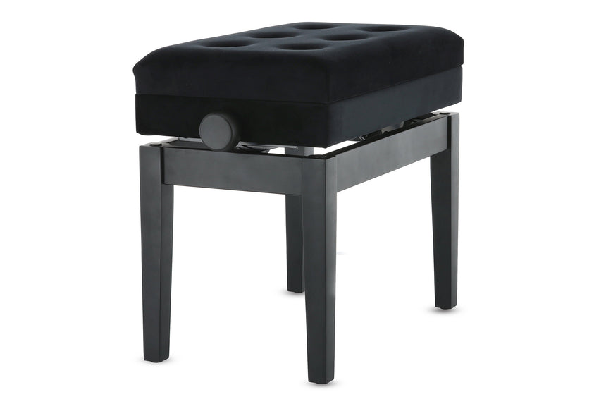 GEWA 130.500 piano bench, matt black – angled rear view