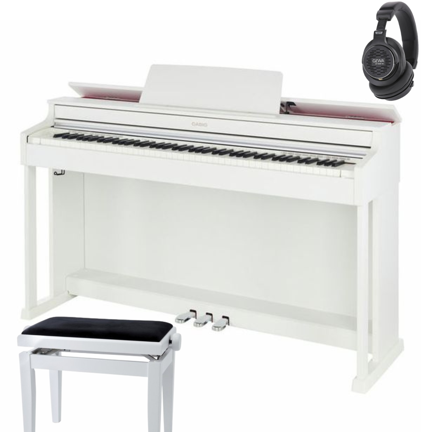 Casio AP-470 Weiß Bundle mit Bank und Kopfhörer - Musik-Ebert Gmbh
