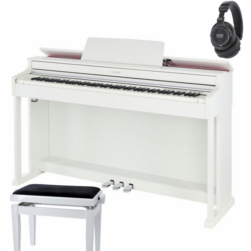 Casio AP-470 Weiß Bundle mit Bank und Kopfhörer - Musik-Ebert Gmbh