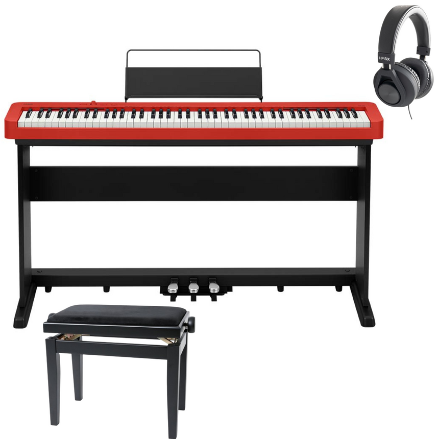 Casio CDP-160 Rot Bundle mit Bank und Kopfhörer - Musik-Ebert Gmbh
