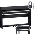 Roland F 701 Schwarz Matt Bundle mit Bank und Kopfhörer - Musik-Ebert Gmbh