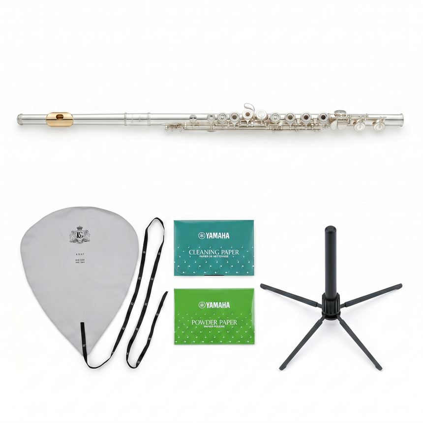 Yamaha YFL-372GL Querflöten-Bundle Ringklappen mit vergoldeter Mundlochplatte & Pflegeset Set-Bild