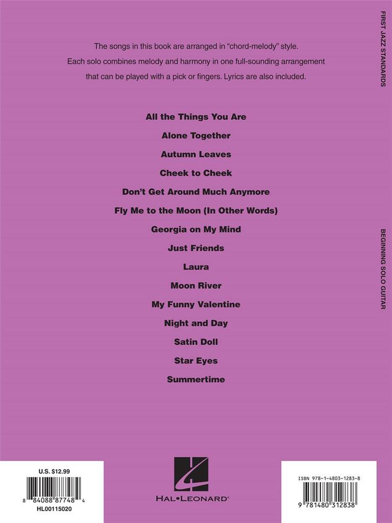 Beginning solo Guitar - First Jazz Standards: for guitar/tab - Musik-Ebert Gmbh