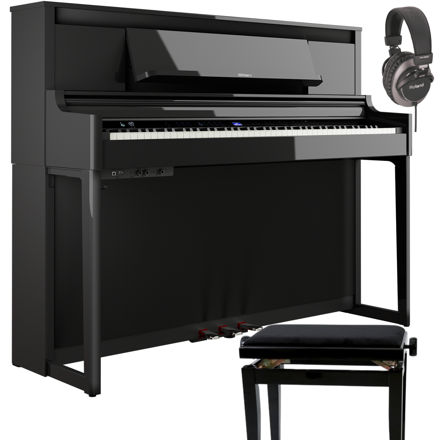 Roland LX-6 Schwarz Poliert Bundle mit Bank und Kopfhörer - Musik-Ebert Gmbh