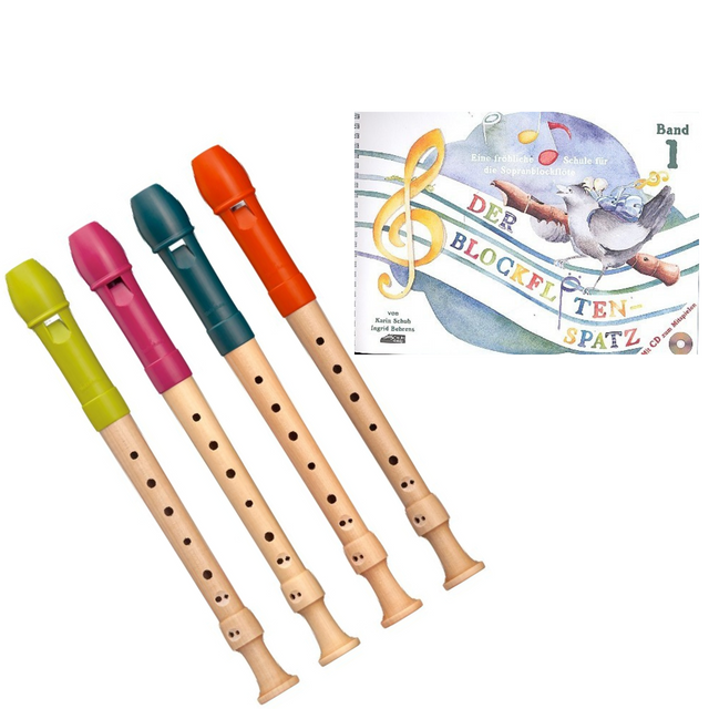 Mollenhauer Holz-Kunststoffsopranblockflöte "Fipple" barocke Griffweise + Der Blockflötenspatz Band 1 (+CD) - Musik-Ebert Gmbh