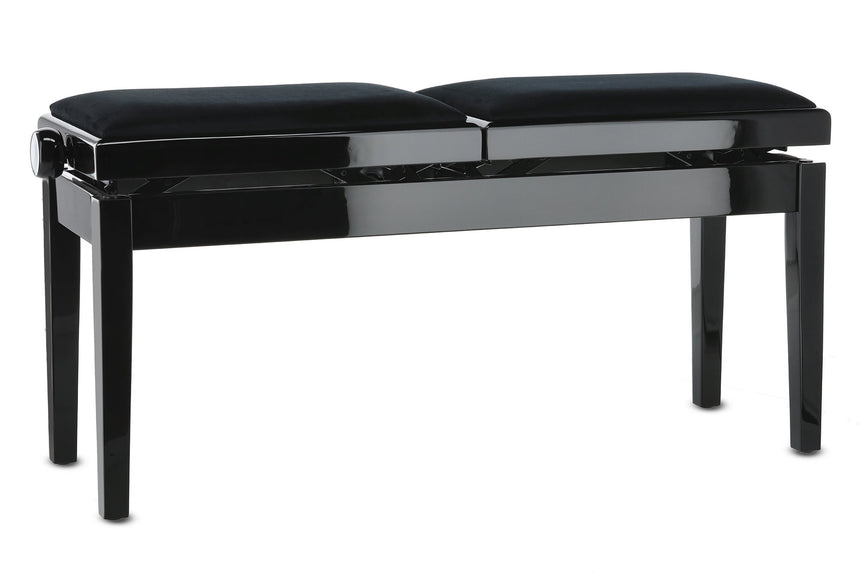 GEWA Pianobank Deluxe Double, noir poli – vue de face
