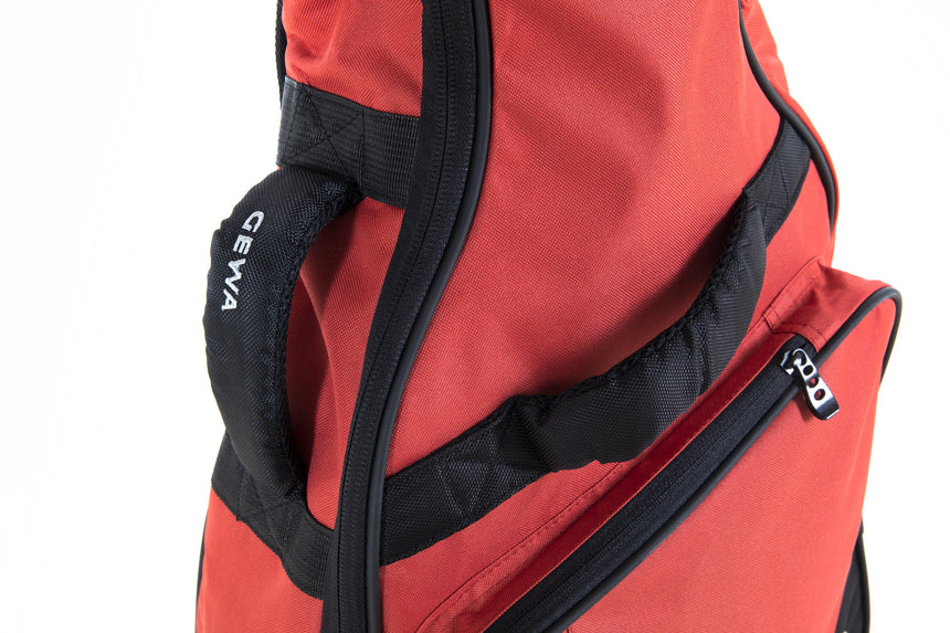 GEWA Premium 20 red acoustic guitar gig bag – zipper and fabric detail