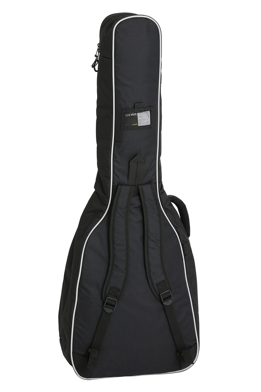 Black GEWA Economy 12 212200 acoustic guitar gig bag – rear view with backpack straps