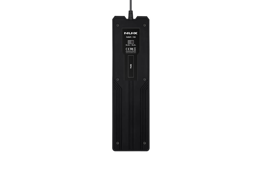 NUX NSP-10 black and silver sustain pedal – underside with switch