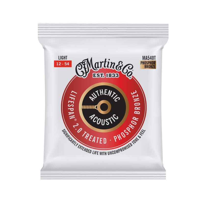 Cordes Martin MA540T Lifespan 2.0 en bronze phosphoreux Light 12–54, face avant du sachet individuel