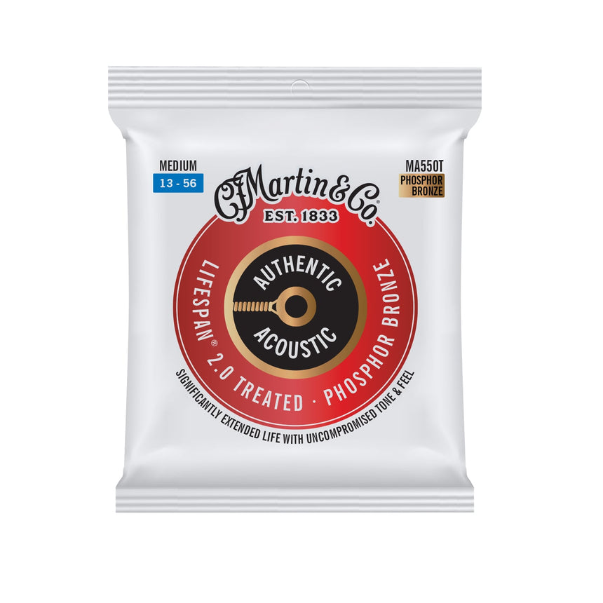 Cordes Martin MA550T Lifespan 2.0 en bronze phosphoreux Medium 13–56, face avant du sachet individuel