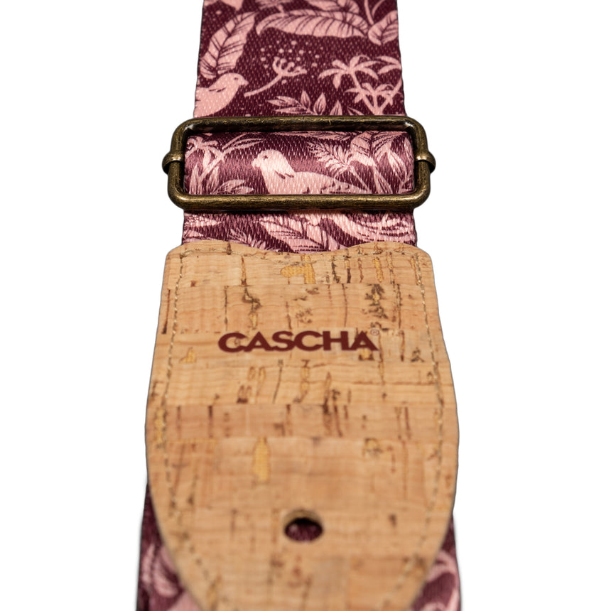 Cascha CGS-VC1, Mauve Birds – Korkende und Schnalle, schräge Nahansicht