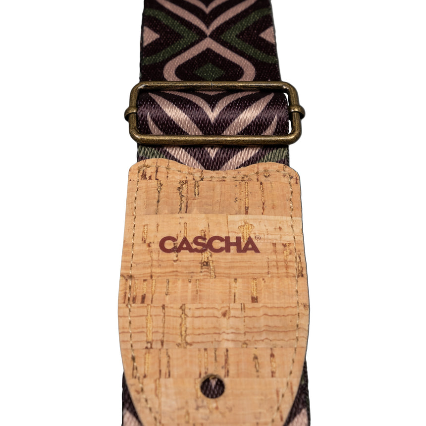 Cascha CGS-VC9, Green Chevron – cork end and buckle, angled close-up