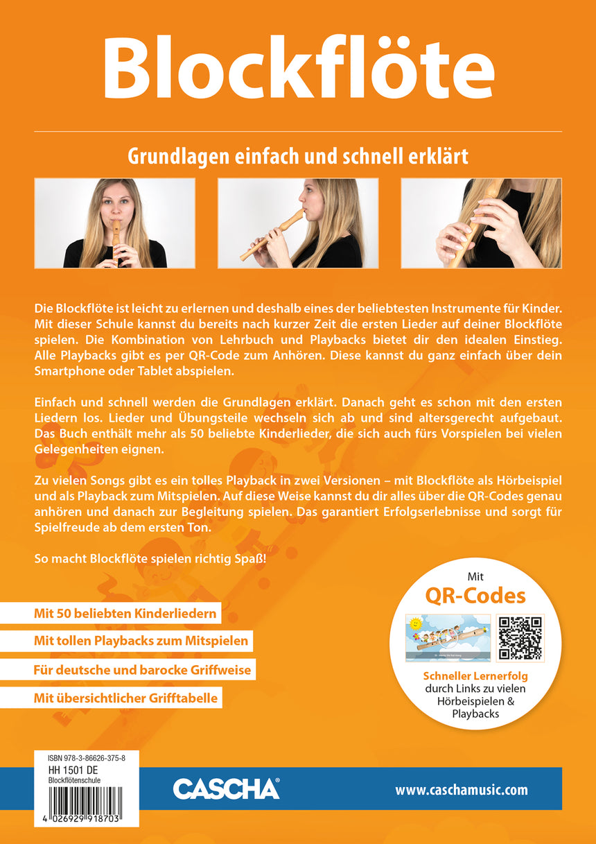 CASCHA Blockflöte-Lehrbuch HH1501DE, Rückseite