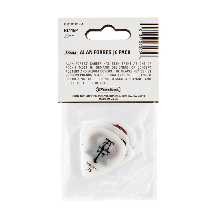 Dunlop Alan Forbes Blackline Series 2 BL115P.73, 0,73 mm, Rückseite des 6er-Packs