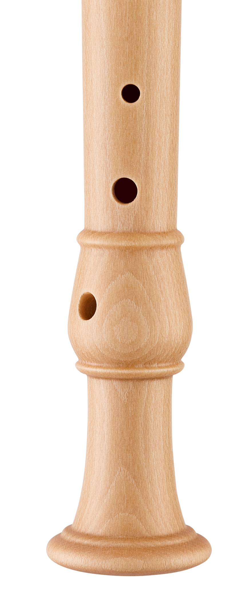 Moeck Rondo 3210 Sopranblockflöte, Ahorn natur – Detail der unteren Grifflöcher