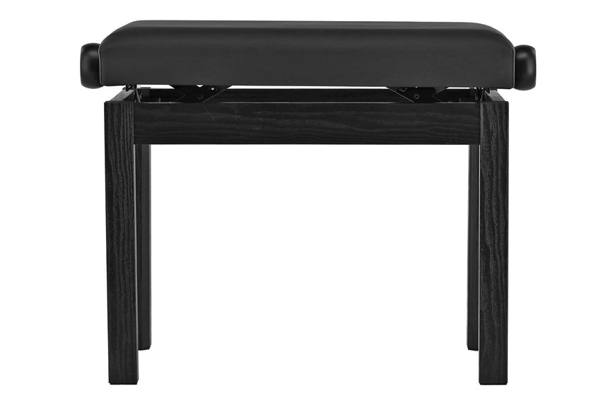 GEWA F900.540 piano bench, matt black frame and black imitation-leather seat – front view