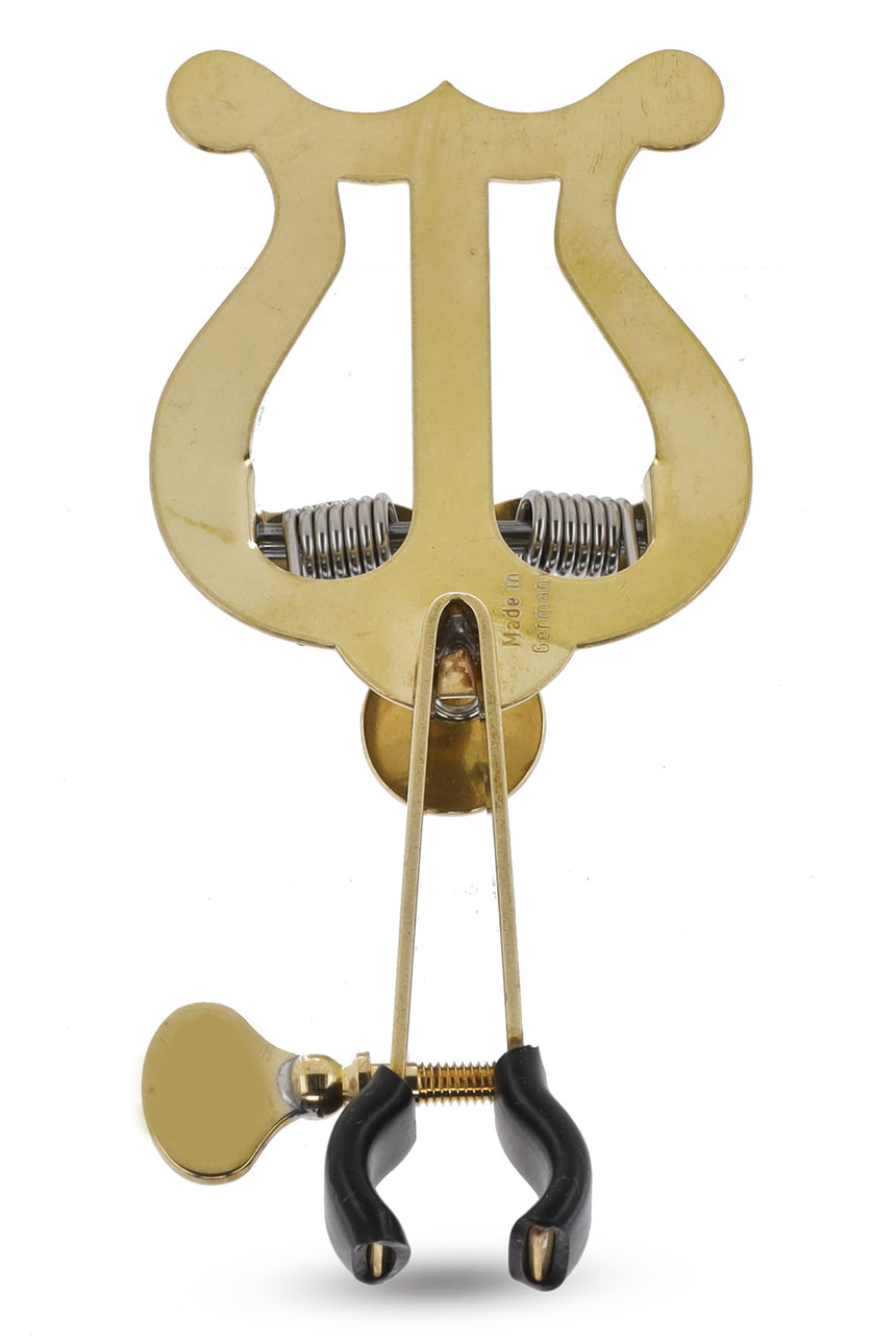 GEWA 730560 trumpet lyre, small, brass – rear view of the clamp