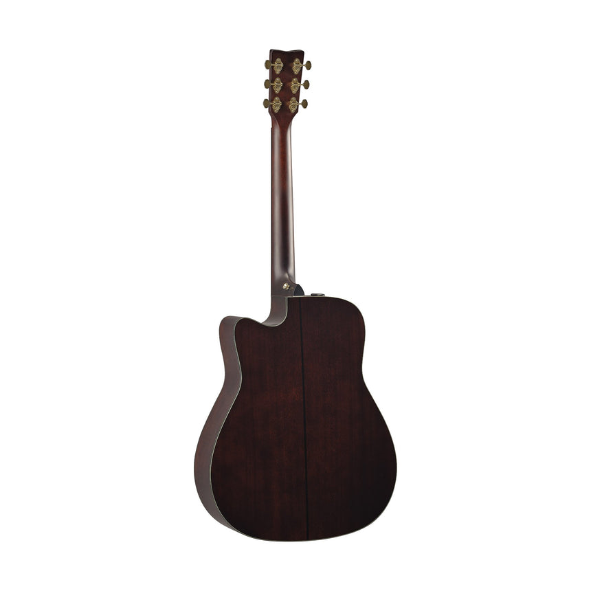 Yamaha TAG3 C Sand Burst TransAcoustic-Westerngitarre – Rückseite schräg
