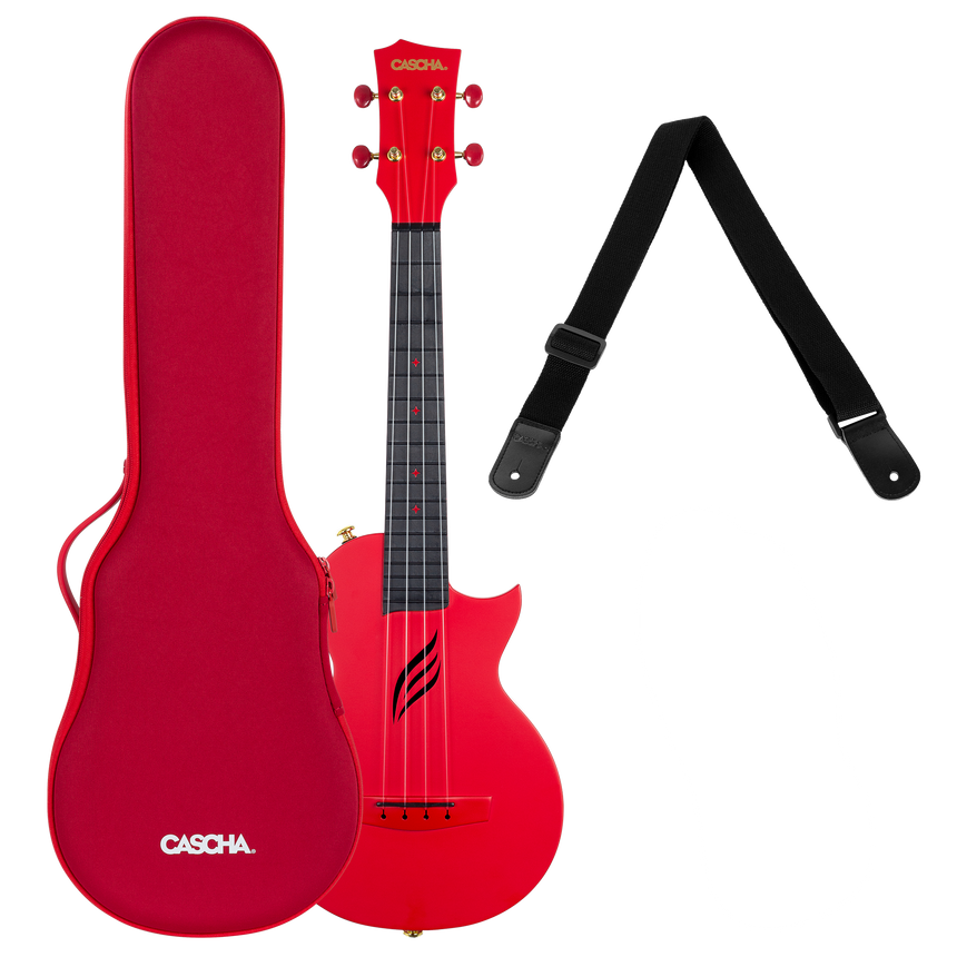 CASCHA Carbon Konzert Ukulele inkl. Tasche, Gurt - Musik-Ebert Gmbh