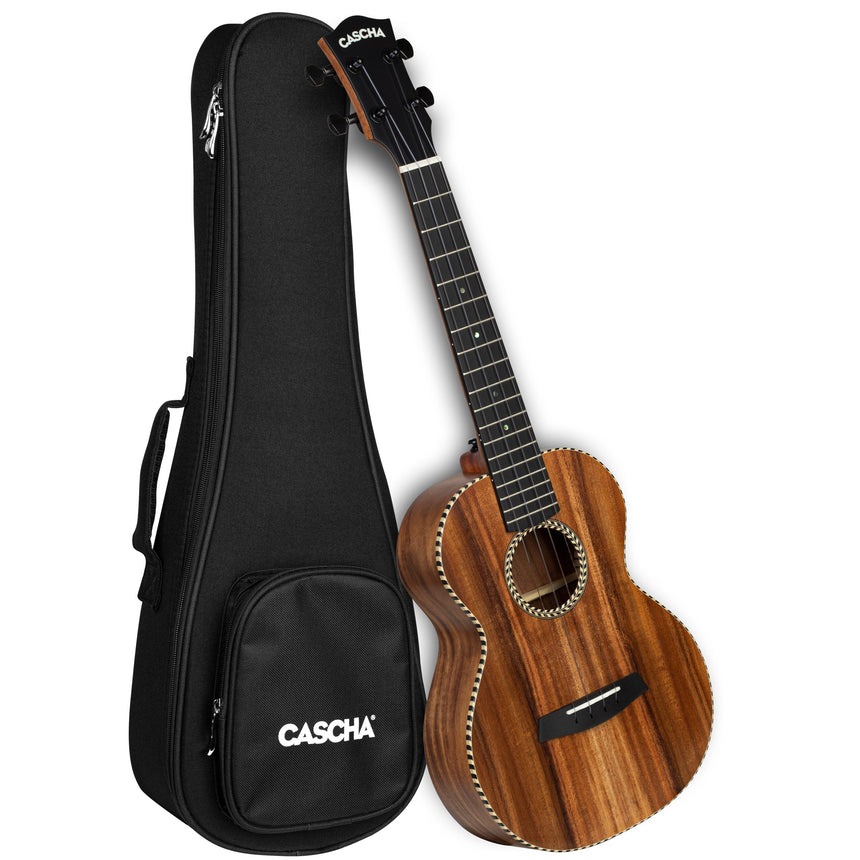 Cascha All Solid (Vollmassiv) Acacia Tenor Ukulele mit Tasche HH2311 - Musik-Ebert Gmbh