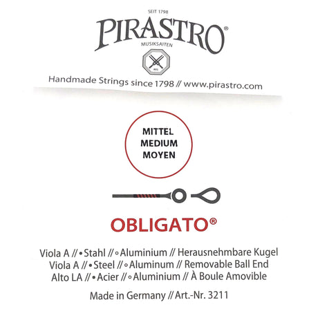 Pirastro Obligato Viola Einzelsaite A Medium 4/4 - Musik-Ebert Gmbh