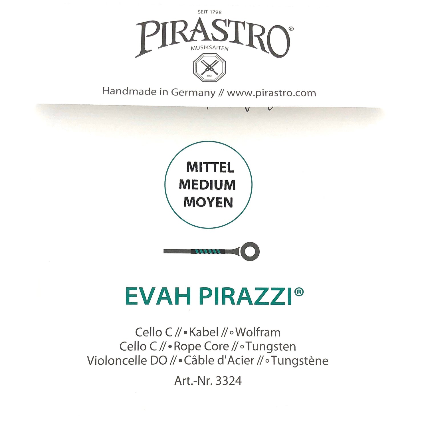 Pirastro Evah Pirazzi Cello Einzelsaite C mit Kugel Medium 4/4 - Musik-Ebert Gmbh
