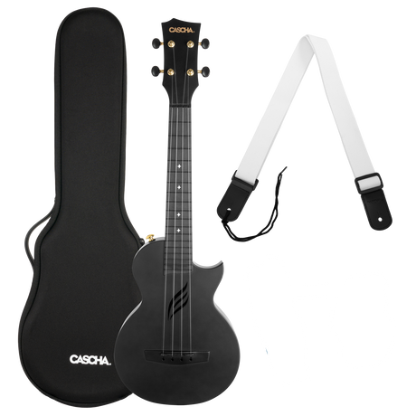 CASCHA Carbon Konzert Ukulele inkl. Tasche, Gurt - Musik-Ebert Gmbh