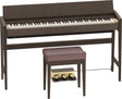 Roland KIYOLA KF-25 Digitalpiano in Smoked Oak mit geöffnetem Tastaturdeckel und Pianobank