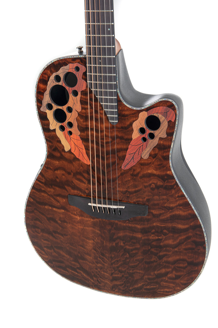 Ovation Celebrity Elite Plus CE44P Mid Cutaway Acoustic Guitar Dark Tiger Eye