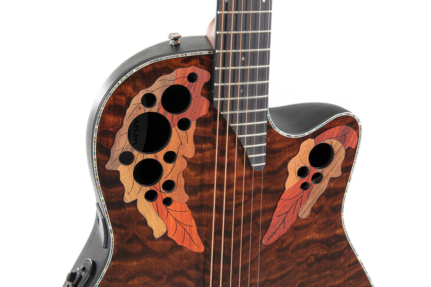 Ovation Celebrity Elite Plus CE44P Mid Cutaway Acoustic Guitar Dark Tiger Eye