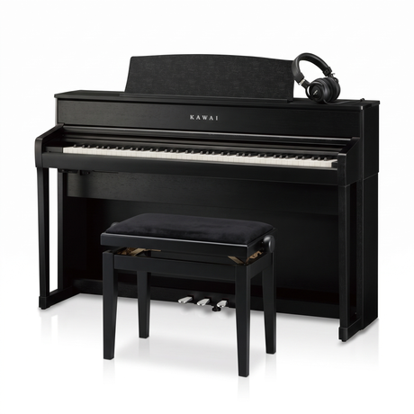 Kawai CA-701 Schwarz Matt Bundle mit Bank und Kopfhörer – bundle-hero