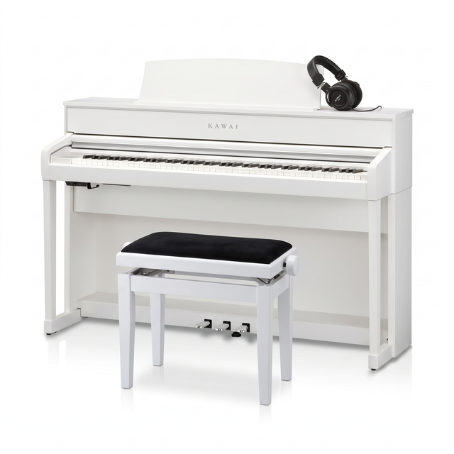 Kawai CA-701 Weiß Matt Bundle mit Bank und Kopfhörer – bundle-hero