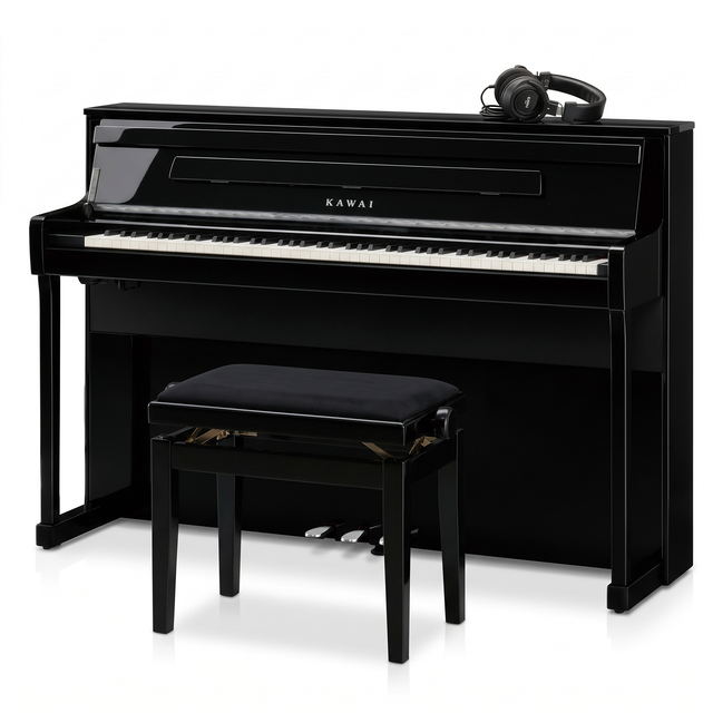 Kawai CA-901 Schwarz Poliert Bundle mit Bank und Kopfhörer – bundle-hero