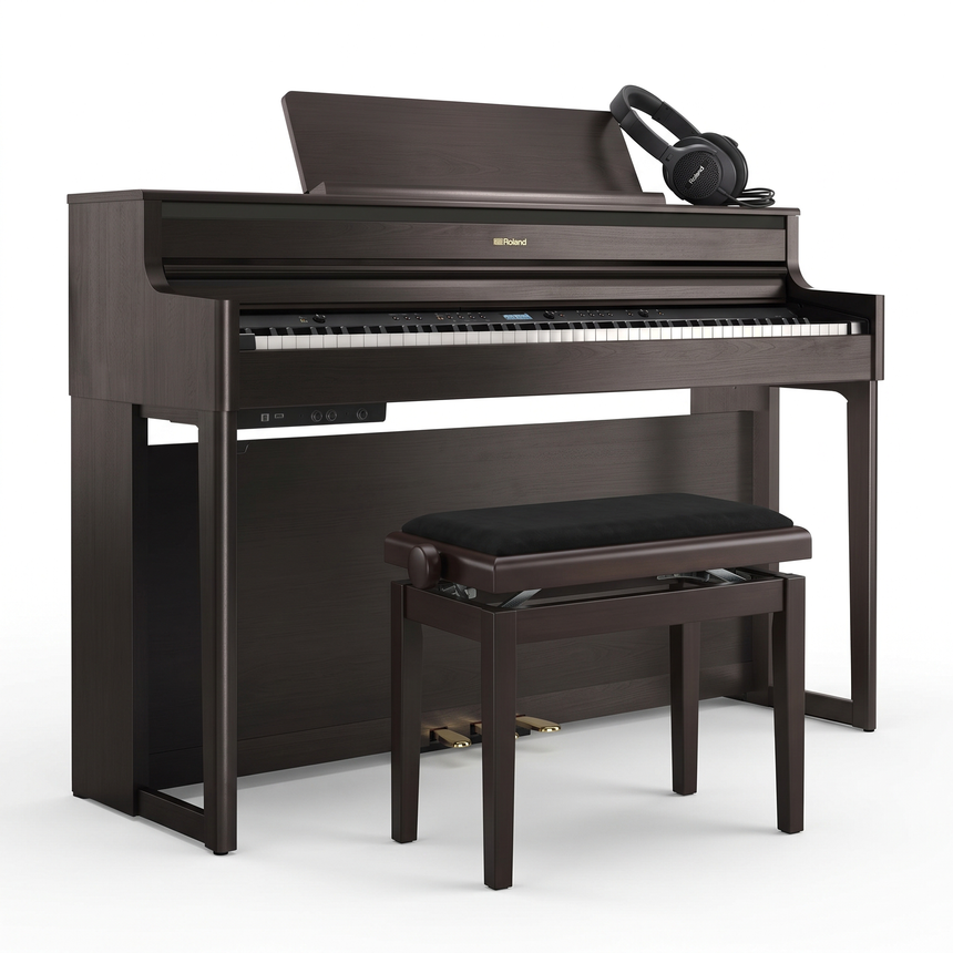 Roland HP-704 Bundle Rosenholz mit Bank und Kopfhörer – bundle-hero