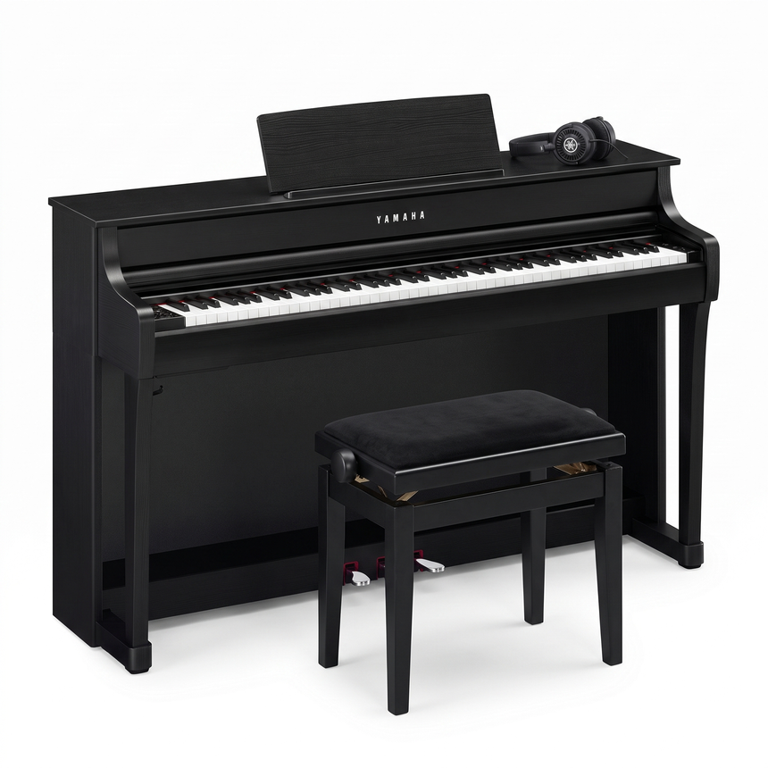 Yamaha CLP 835 Schwarz Matt Bundle mit Bank und Kopfhörer – bundle-hero