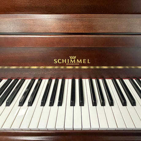 W.Schimmel Klavier 112 T Mahagony dunkel matt Occasion Bestzustand Bj. 1981 mit Renner Mechanik (gebraucht) - Musik-Ebert Gmbh
