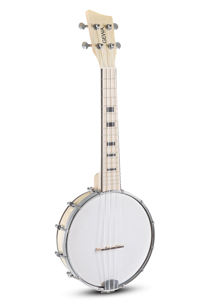 VGS Manoa Banjo-Ukulele VG512550 mit weißem Fell – Vorderansicht