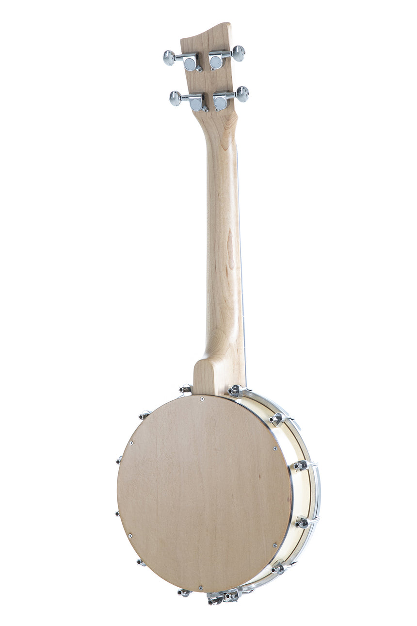 VGS Manoa Banjo-Ukulele VG512550 mit weißem Fell – Rückansicht