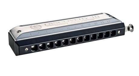 Hohner Discovery 48 chromatic harmonica in C – whole instrument view with comb openings