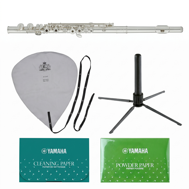 Yamaha YFL-272SL Querflöten-Bundle (Ringklappen, Silberlippe) mit Ständer, Wischer & Pflegepapieren Set-Bild
