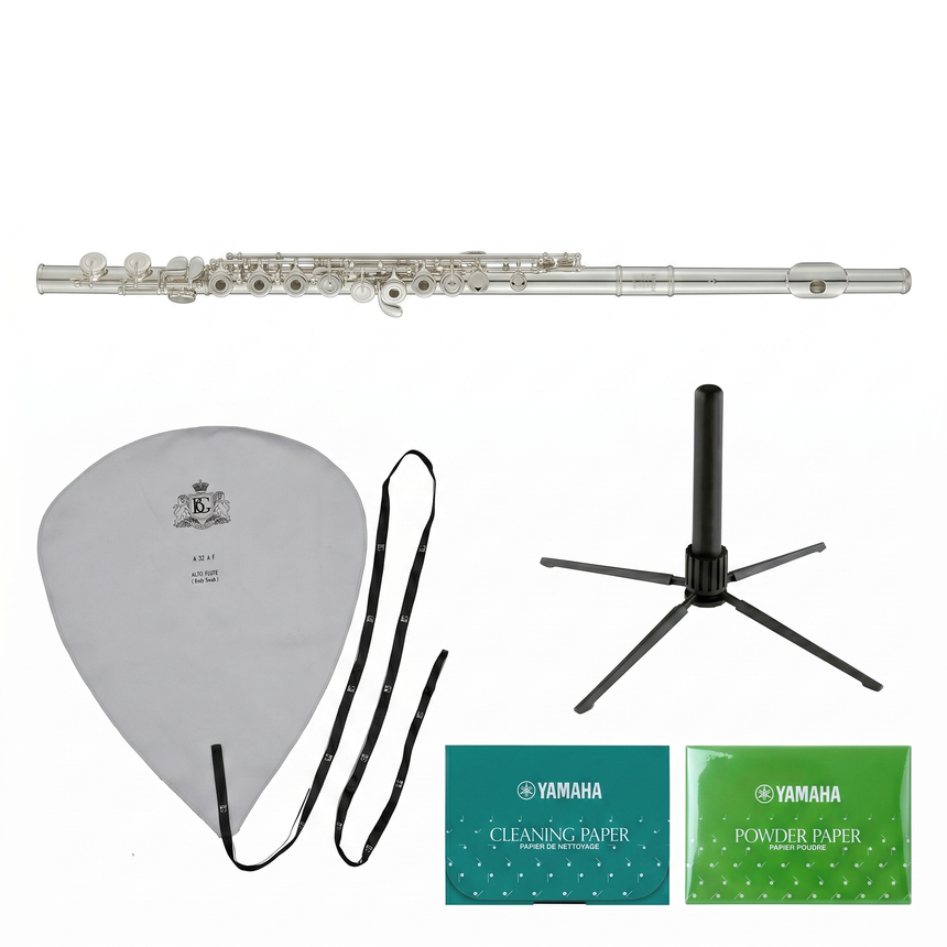 Yamaha YFL-362 Querflöten-Bundle Ringklappen mit Ständer, Wischer & Pflegeset Set-Bild
