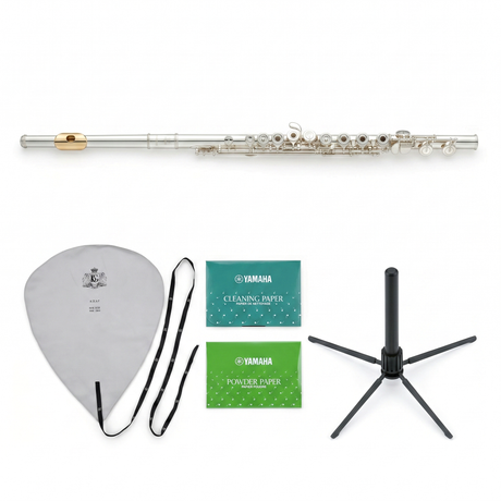 Yamaha YFL-372GL Querflöten-Bundle Ringklappen mit vergoldeter Mundlochplatte & Pflegeset Set-Bild