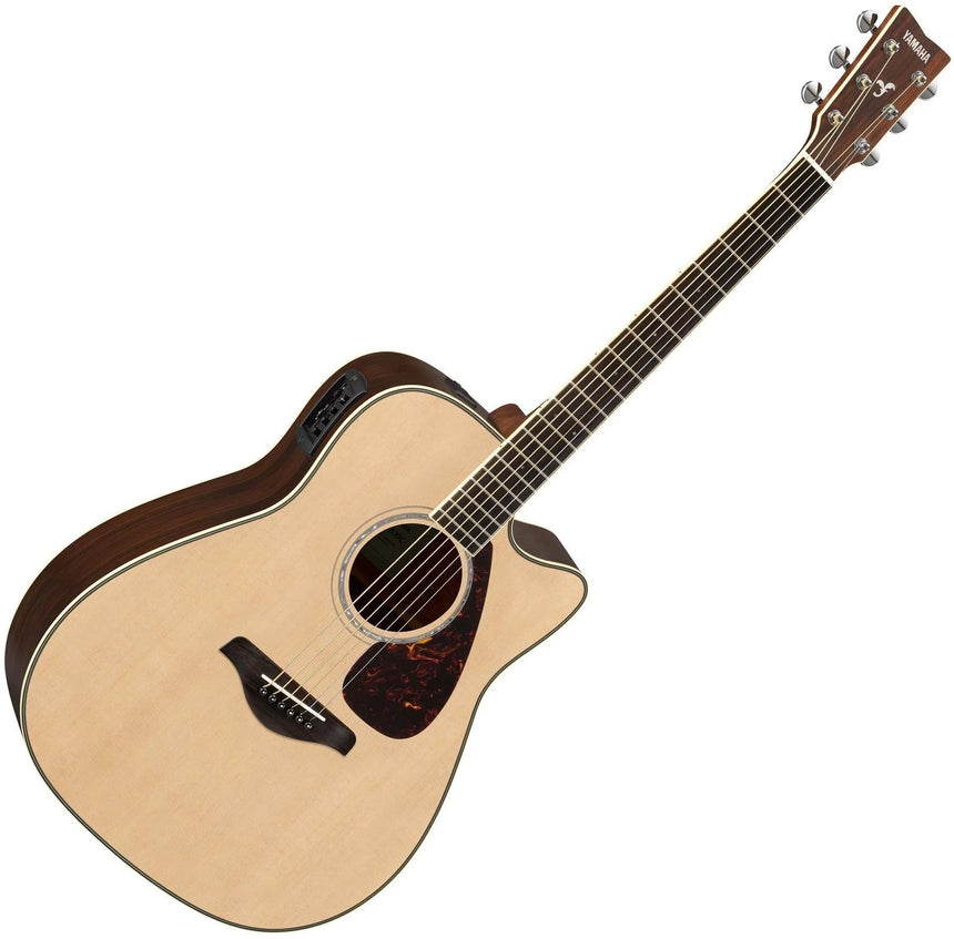 Yamaha FGX830C Westerngitarre Natural – Dreadnought mit Cutaway und Tonabnehmer, massive Fichtendecke